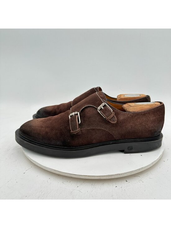 Gucci Men Size UK 9 US 9.5 Dark Brown Suede Double Monk Strap Dress Shoes main image 10